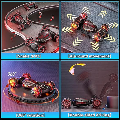 Uregoio 4WD Gesture-Sensing RC Stunt Car – 360° Flips, Lights, Music, Red