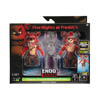 FNAF Endo-01 Figure with Classic Foxy & Withered Foxy Parts – 6-Inch
