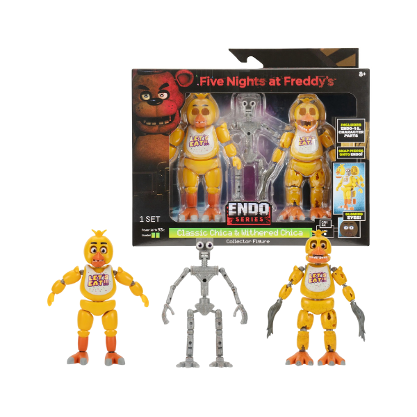 FNAF Endo-01 Figure with Classic Chica & Withered Chica Parts – 6-Inch