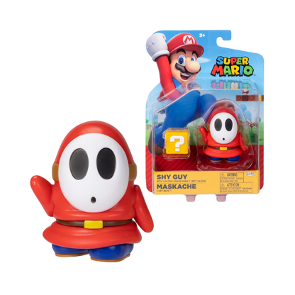 Super Mario Red Shy Guy 4 Inch Action Figure with Question Block
