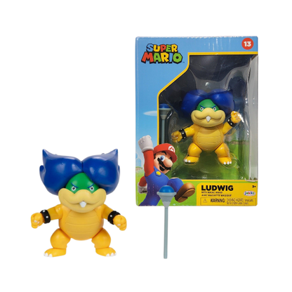 Nintendo Jakks Pacific Super Mario Brothers Ludwig 4" Action Figure & Magic Wand