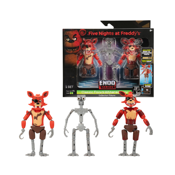 FNAF Endo-01 Figure with Classic Foxy & Withered Foxy Parts – 6-Inch
