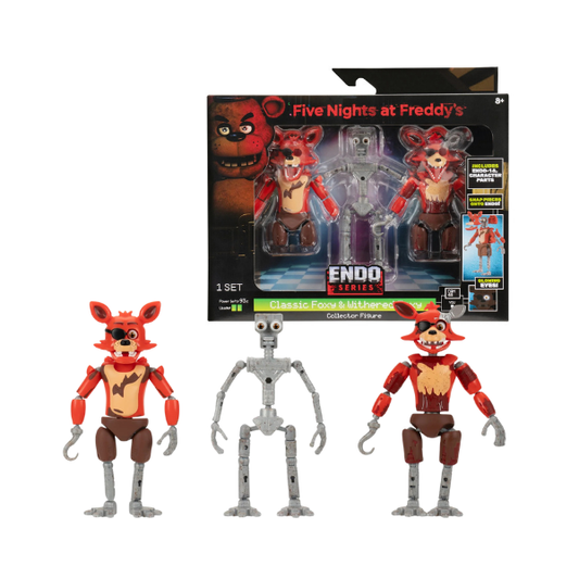 FNAF Endo-01 Figure with Classic Foxy & Withered Foxy Parts – 6-Inch