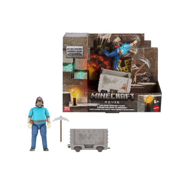 Minecraft Explosive Minecart Escape Action Figure Set by Mattel