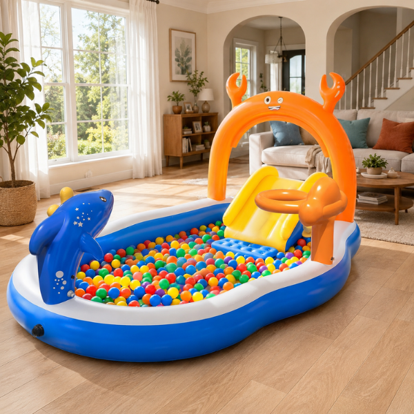 2026 Large Inflatable Play Center – Toddler Pool with Water Slide & Sp ...