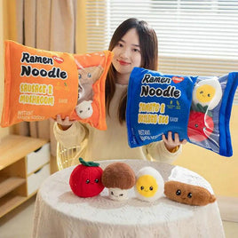 LineOlly Ramen Instant Noodles Plush Throw Pillow - Kawaii Food Plushies