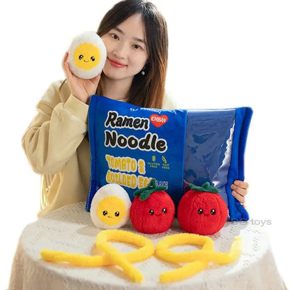 LineOlly Ramen Instant Noodles Plush Throw Pillow - Kawaii Food Plushies