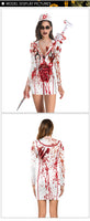 Halloween Horror Blood Nurse Uniform Cosplay Costume Dress Skirt & Stockings