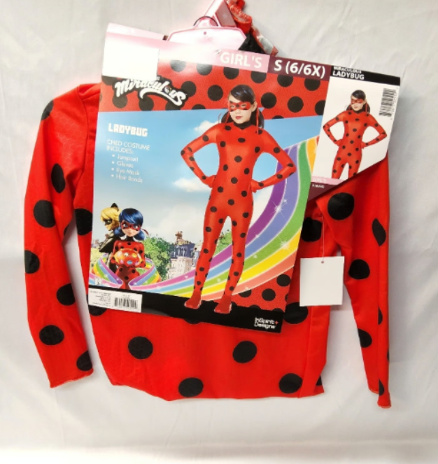 Miraculous Ladybug Costume-Kids Small + Gloves Eye Mask Hair Band