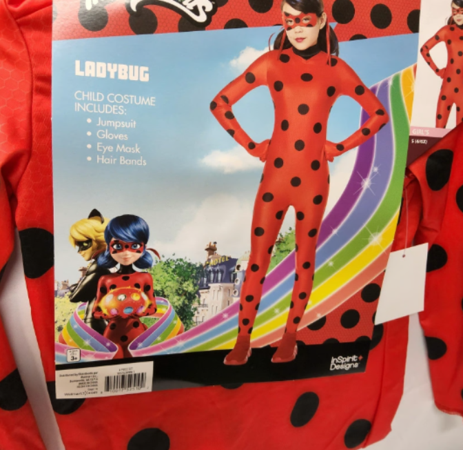 Miraculous Ladybug Costume-Kids Small + Gloves Eye Mask Hair Band