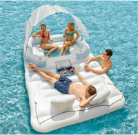 4 Person Inflatable Party Island with Sun Shade & Cup Holders - Comfy Floats