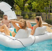 4 Person Inflatable Party Island with Sun Shade & Cup Holders - Comfy Floats