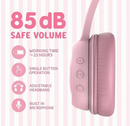 Kids Bluetooth Headphones 85dB Volume Limit, 23H Playtime, Wireless Over-Ear