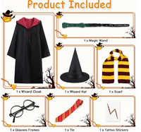 Halloween Wizard Costume Set for Kids - Robe, Wand, Hat, Glasses & More