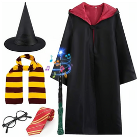 Halloween Wizard Costume Set for Kids - Robe, Wand, Hat, Glasses & More