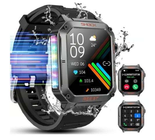 Waterproof Military Smart Watch w/ Pedometer & Heart Rate Monitor for Men