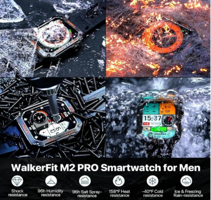 Waterproof Military Smart Watch w/ Pedometer & Heart Rate Monitor for Men