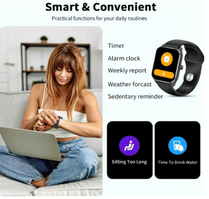 Smart Watch with Bluetooth Call, Fitness Tracker, IP68 Waterproof, Black