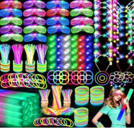 282 PCS Glow Party Supplies: LED Glasses, Foam & Glow Sticks, Headbands