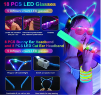 282 PCS Glow Party Supplies: LED Glasses, Foam & Glow Sticks, Headbands