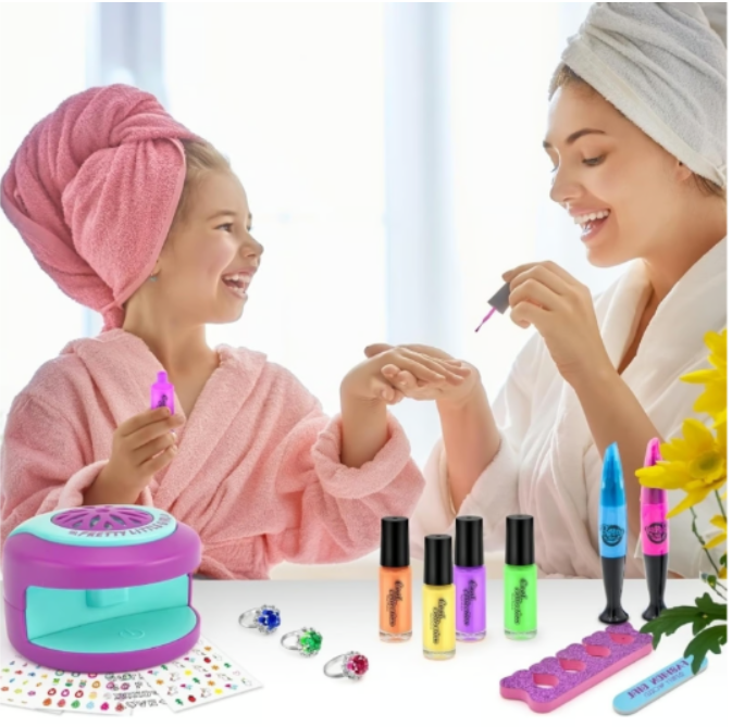 Girls Nail Polish Set with Nail Dryer & Non-Toxic Peel Off Polish - Ages 7-12