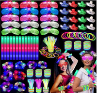 166 PCS Glow in the Dark Party Supplies Foam Glow Sticks LED Glasses, Bracelets