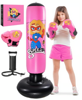 Kids Pink Inflatable Punching Bag - Gift for Girls Fitness Karate