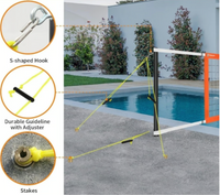 Adjustable Pool Volleyball Net Set 15-25ft with 2 Balls, Pump, Easy Install