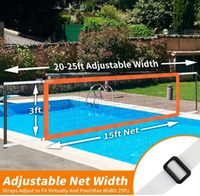 Adjustable Pool Volleyball Net Set 15-25ft with 2 Balls, Pump, Easy Install