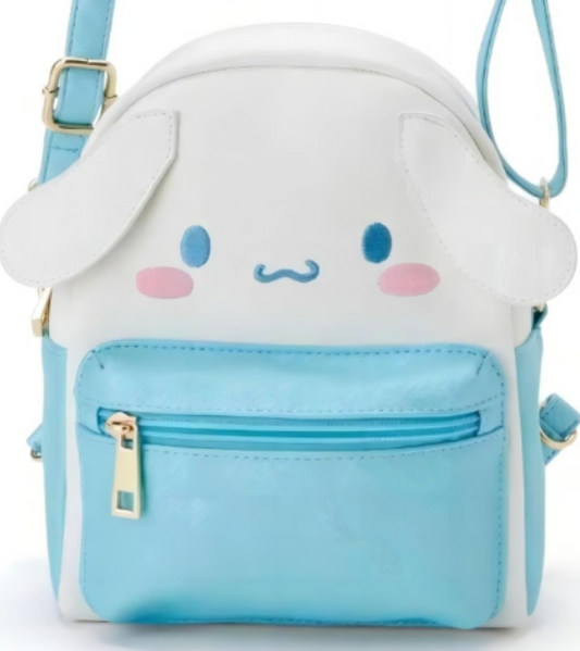 Cute Mini Cartoon Backpack for Girls, PU Material, Adjustable Straps, Blue, Birt