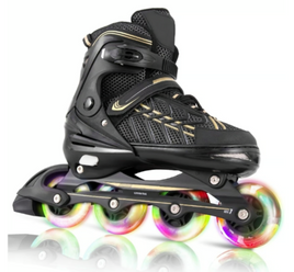 Adjustable Inline Skates with Light-Up Wheels for Kids & Adults