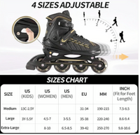 Adjustable Inline Skates with Light-Up Wheels for Kids & Adults