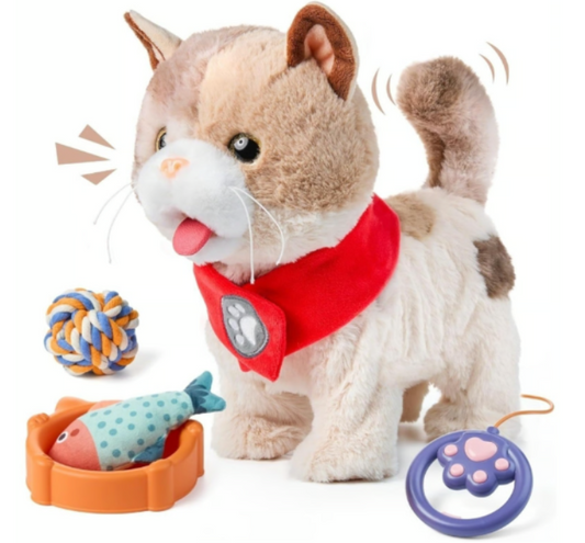 Realistic Interactive Walking, Meowing, and Tail-Wagging Kitty Toy