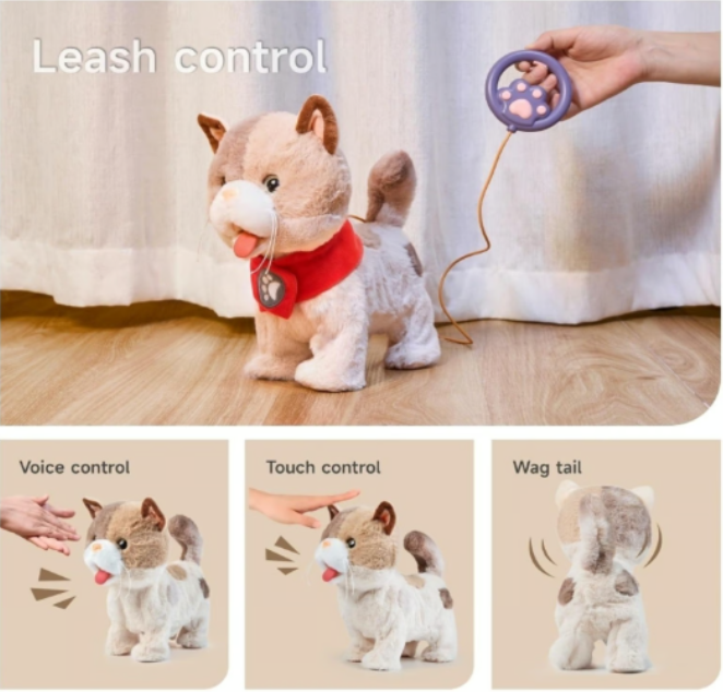 Realistic Interactive Walking, Meowing, and Tail-Wagging Kitty Toy