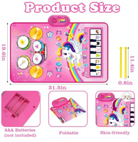 Baby Musical Mat 3-in-1 Piano Drum Animal Touch Unicorn Toys for 1 Year Old Girl