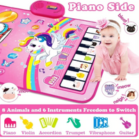 Baby Musical Mat 3-in-1 Piano Drum Animal Touch Unicorn Toys for 1 Year Old Girl