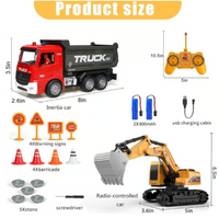 Kids Excavator Trucks Toy Set - Pull Back & RC Construction Vehicles