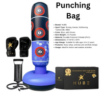 HUBE Kids Inflatable Punching Bag with Gloves - Boxing & Martial Arts Set