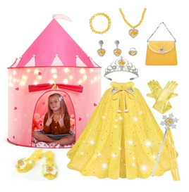 WTOR Princess Castle Play Tent with LED Stars & Dress-Up Accessories