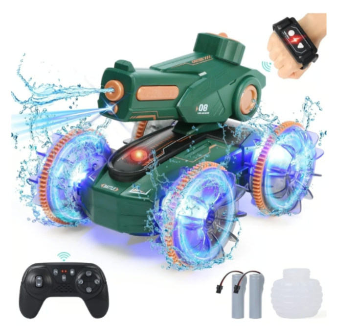 Amphibious RC Gesture Stunt Car - Water & Land Squirt Tank