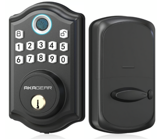 Keyless Entry Fingerprint Door Lock - Smart Deadbolt, Auto-Lock, Matte Black