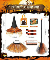 Jeowoqao Light Up Witch Costume for Girls Halloween Dress, Skirt & Accessories