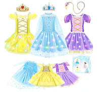 Light Up Princess Dress Up Set for Halloween & Dress Up 3 Dresses & Accessories