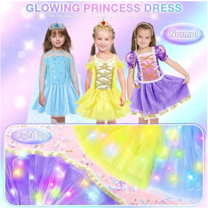 Light Up Princess Dress Up Set for Halloween & Dress Up 3 Dresses & Accessories