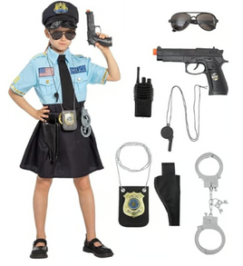 JAZGROM Deluxe Girl Police Officer Costume Complete Role Play Set for Halloween