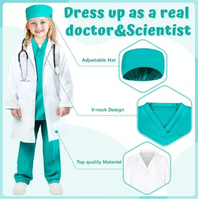 Joycover Kids Doctor Costume with Real Stethoscope | Halloween Dress-Up Kit