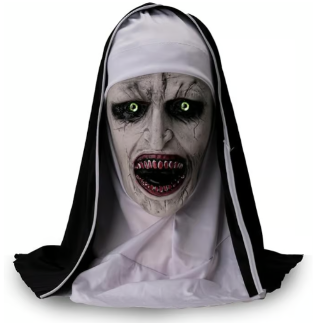 Scary Nun Halloween Mask | Creepy Latex Full Head Costume | Horror Party 2024