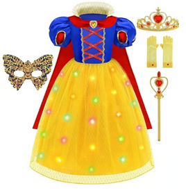 LED Light Up Yellow Princess Dress for Girls 6-7 Years Halloween Costume