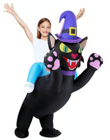 Inflatable Cat Costume Kids 4-6 Halloween Black Cat Ride-On Blow Up Costume