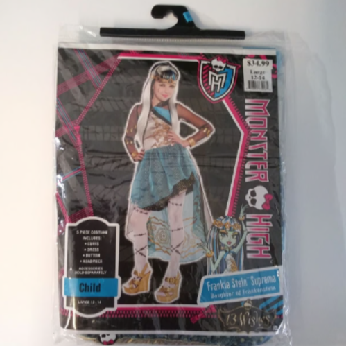 Monster high Halloween Frankie Stein 5 Piece Dress Up Costume Kids Large 12-14